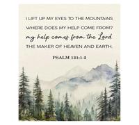 SMGLRUEAT Modern Christian Art, Mountain & Scripture Canvas Print, Minimalist Psalm 121 Decor for Bedroom, Office, A-Frame Cabin(Unframed,12x18inch(30x45cm))