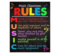 SMGLRUEAT Musical Elements Classroom Rules Posters Educational Wall-Art for Primary Middle High School Bulletin Board Decor(Framed,12x18inch(30x45cm))