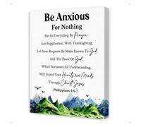 SMGLRUEAT Philippians 4:6-7 Wall-Art - Be Anxious for Nothing Scripture Print, Framed Christian Decor for Prayer Room, Bedroom, Anxiety Gift (Framed,16x24inch(40x60cm))