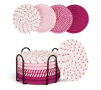 Smgmg Coasters for Drinks Absorbent, Coasters Set of 4 - Color, Coasters for Coffee Table, 8 Pack Pink Coasters for Desk, Cute Coasters, House Essentials for New Home
