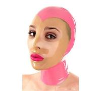 SMGZC Latex Head Cover Pink Latex Mask Latex Face Hood Rubber HeadMask Back Zipper for Cosplay Clubwear (S)