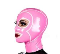 SMGZC Pink Latex Head Cover,Latex Mask Latex Face Hood Rubber HeadMask Back Zipper for Cosplay Party Club Wear (L)