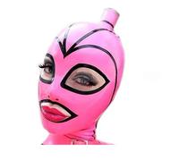 SMGZC Pink Latex Head Cover,with Hair Hole,Latex Mask Latex Face Hood,Rubber HeadMask Party Decorate Mask for Cosplay Clubwear (XL)
