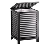 SMIBUY Double Laundry Hamper with Lid, 120L Bamboo Laundry Basket with Removable Liner Bag, 2-Section Clothes Divider Laundry Sorter for Laundry Room, Bathroom, Bedroom (Black)