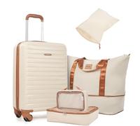 Smicure 3 Piece Luggage Set,PC 20 Inch Hardshell Carry On Luggage 22x14x9 Airline Approved with Duffle Bag,Suitcase with Durable Spinner Wheels, White, 22inche, Classic