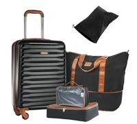 Smicure 3 Piece Luggage Set,PC 20 Inch Hardshell Carry On Luggage 22x14x9 Airline Approved with Duffle Bag,Suitcase with Durable Spinner Wheels, Black, 22inche, Classic