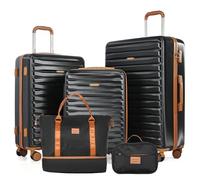 Smicure Luggage Sets 3 Piece Hardshell Carry on Suitcases for Men and Women, with Spinner Wheels, TSA, Travel Duffle Bag and Packing Cube, BLACK, 5 Piece Set, Hardside Luggage Set 5 Piece