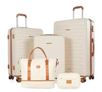 Smicure Luggage Sets 3 Piece,Suitcases with Double Spinner Wheels and TSA Lock,Hardcase 5 set Luggage with Travel Duffel Bag,Carry On Luggage Set, OFF WHITE', 5 Piece Set, Luggage Set