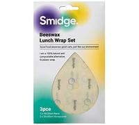 Smidge 3-Piece Beeswax Wrap Lunch Set - Reusable Sandwich Wraps, 100% Organic, Eco-Friendly Food Storage, Plastic-Free Lunch Essentials