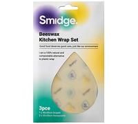 Smidge Beeswax Wraps Set of 3, Reuseable & Compostable, 100% Organic, Natural & Washable, Eco-Friendly, Patterned