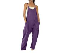 SMIDOW Jumpsuit For Women Dressy Casual Loose Sleeveless Spaghetti Strap Stretchy Wide Leg Long Pant Romper With Pockets, #09 Watermelon Red, X-Large