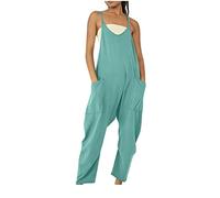 SMIDOW Jumpsuit For Women Dressy Casual Loose Sleeveless Spaghetti Strap Stretchy Wide Leg Long Pant Romper With Pockets, #04 Mint Green, Small