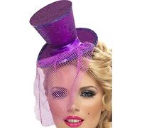 Glitter Show Girl Top Hat Mini Fascinator Burlesque Adults Fancy Dress