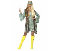 Smiffys 60s Hippie Chick Costume, with Dress, Multicolor, L