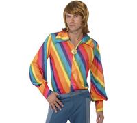 1970's Medium Rainbow Shirt - shirt 1970s rainbow fancy dress disco colour mens hippie costume adult 60s hippy