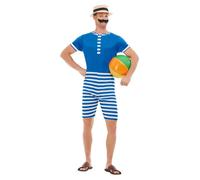 Mens 1920s Bathing Suit Fancy Dress Costume Large