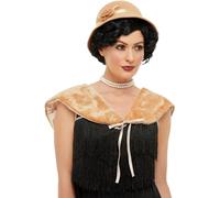Smiffys 20s Instant Kit with Hat & Faux Fur Stole, 1920's Razzle Fancy Dress, 1920s Dress Up Accessories