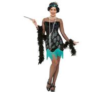 Womens 1920s Peacock Flapper Fancy Dress Costume Size 16 - 18