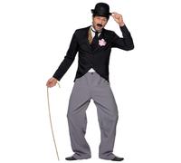 Smiffys 20s Star Costume, Black with Jacket, Trousers, Mock Waistcoat and Tie, Icons & Idols Fancy Dress, 1920s Dress Up Costumes
