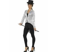 Smiffys Sequin Tailcoat Jacket, Ladies, Silver, Party & Carnival Fancy Dress, Party Dress Up Costumes