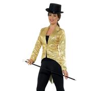 Smiffys 21229M Sequin Tailcoat Ladies Jacket , Gold, M - UK Size 12-14