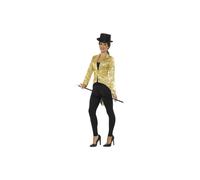 Smiffys 21229M Sequin Tailcoat Ladies Jacket , Gold, M - UK Size 12-14