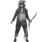 Smiffy's Adult Men's Ghost Ship Ghoul Costume, Coat, Trousers And Hat, Ghost -