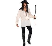 Smiffy's 40383L Pirate Shirt, Unisex-Adult, Ivory