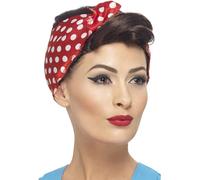 Smiffys 40s Rosie Wig, Brown with Headscarf, 1940's Wartime Fancy Dress, 1940s Dress Up Wigs