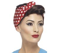 Smiffys 40s Rosie Wig, Brown with Headscarf, 1940's Wartime Fancy Dress, 1940s Dress Up Wigs