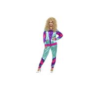 Smiffys 80s Height of Fashion Shell Suit Costume, Green & Purple, L - UK Size 16-18