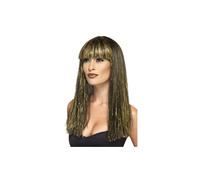 Smiffys Egyptian Goddess Wig, Black with Gold Tinsel, Legends & Myths Fancy Dress, Ancient Egypt Dress Up Wigs