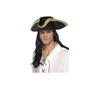 Smiffys Pirate Hat, Black , Pirate Fancy Dress, Pirate Dress Up Hats