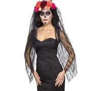 Smiffys 44963 Deluxe Day of the Dead Headband, Red/Black, One Size