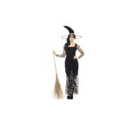 Smiffy's 45110s Deluxe Moon And Stars Witch Costume (small) - deluxe moon stars witch ladies fancy dress black magic halloween adult costume
