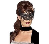 Smiffys Embroidered Lace Filigree Swirl Eyemask, Black , Eyemasks Fancy Dress, Adult Dress Up Eye masks
