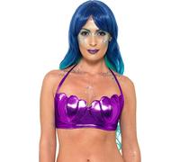 Smiffy's 47556 Mermaid Shell Bikini Bra Top, Womens, Purple, X-Small-Medium, UK