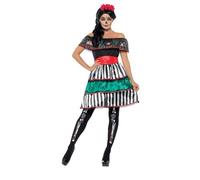 Smiffys 48077S Day of The Dead Senorita Doll Costume , Multi-colour, S - UK Size 08-10
