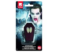Smiffys Make-Up FX, Vampire Fangs, White with Thermal Fitting Beads, Cosmetics and Disguises Fancy Dress, Vampire Dress Up Cosmetics & Disguises.