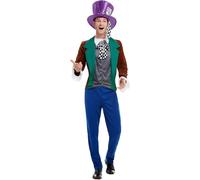 Smiffys 50729L Mad Hatter Costume, Men, Multi-Colour
