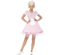 Smiffy's Adult Women's 50's Diner Girl Costume, Dress And Mini Hat, Rockin' - 50s diner girl fancy dress costume ladies outfit grease rock roll