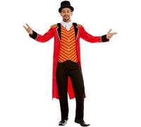 Smiffys Deluxe Ringmaster Costume, Red with Jacket, Mock Shirt & Trousers, Circus Fancy Dress, Adult Dress Up Costumes