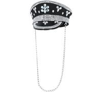 Smiffys 53020, Black Fever Deluxe Sequin Studded Captains Hat, Unisex Adult, One