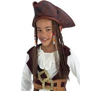 Smiffys 53114 Pirate Hat, with Dreadlocks, Unisex Children, Brown, One Size