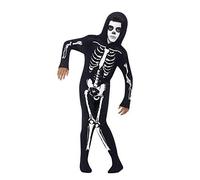 Black Skeleton Costume with Hood - Halloween Fancy Dress for Kids