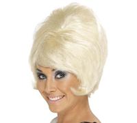 Smiffys 60s Beehive Wig, Blonde Short, 1960's Groovy Fancy Dress, 1960s Dress Up Wigs