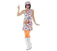 Smiffys 60's Groovy Chick Costume, Multi-Coloured (Size small)