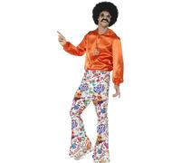 60s Groovy Flared Trousers Adults 70s Fancy Dress Disco Hippie Costume Accessory