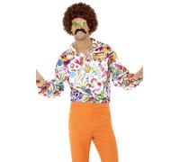 Smiffys 60s Groovy Shirt, Multi-Coloured, 1960's Groovy Fancy Dress, 1960s Dress Up Costumes Halloween