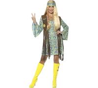 Smiffys 60s Hippie Chick Costume, with Dress, Multicolor, S - UK Size 08-10